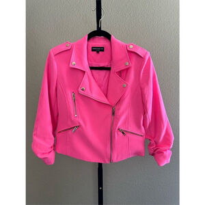 Generation Love Colleen Crepe Moto Jacket Ultra Pink Size S